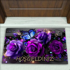 Gül Desenli Dekoratif Kapı Önü Paspası No: 2407