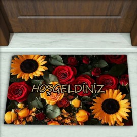 Gül Desenli Dekoratif Kapı Önü Paspası No: 2408