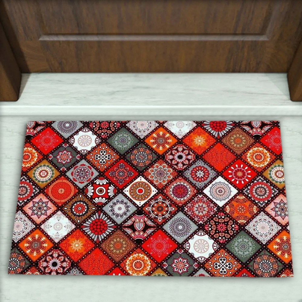 Geometrik Desenli Dekoratif Kapı Önü Paspası No: 2431