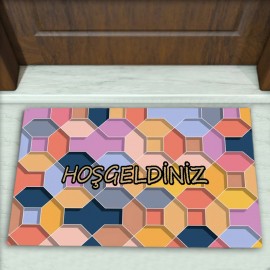 Geometrik Desenli Dekoratif Kapı Önü Paspası No: 2444