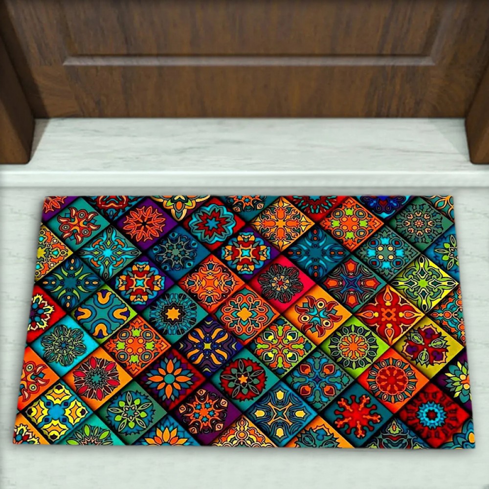 Geometrik Desenli Dekoratif Kapı Önü Paspası No: 2445