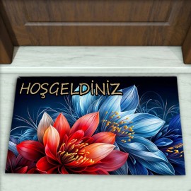 Çiçek Desenli Dekoratif Kapı Önü Paspası No: 2468