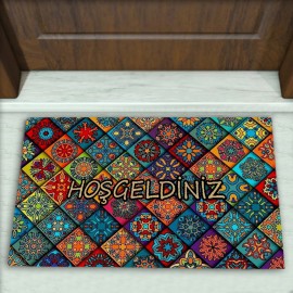 Geometrik Desenli Dekoratif Kapı Önü Paspası No: 2486