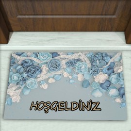 Gül Desenli Dekoratif Kapı Önü Paspası No: 2488
