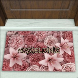 Gül Desenli Dekoratif Kapı Önü Paspası No: 2493