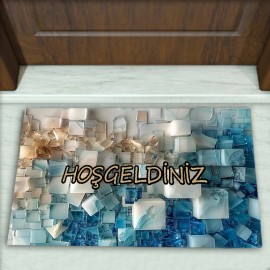 Geometrik Desenli Dekoratif Kapı Önü Paspası No: 2496