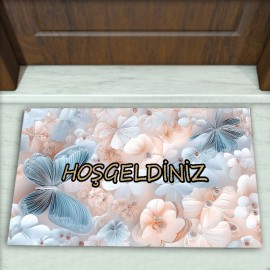 Kelebek Desenli Dekoratif Kapı Önü Paspası No: 2529