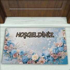 Çiçek Desenli Dekoratif Kapı Önü Paspası No: 2564