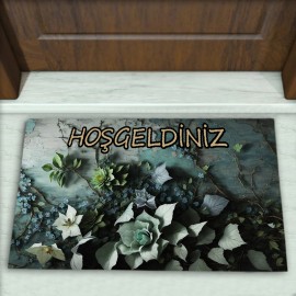 Çiçek Desenli Dekoratif Kapı Önü Paspası No: 2582