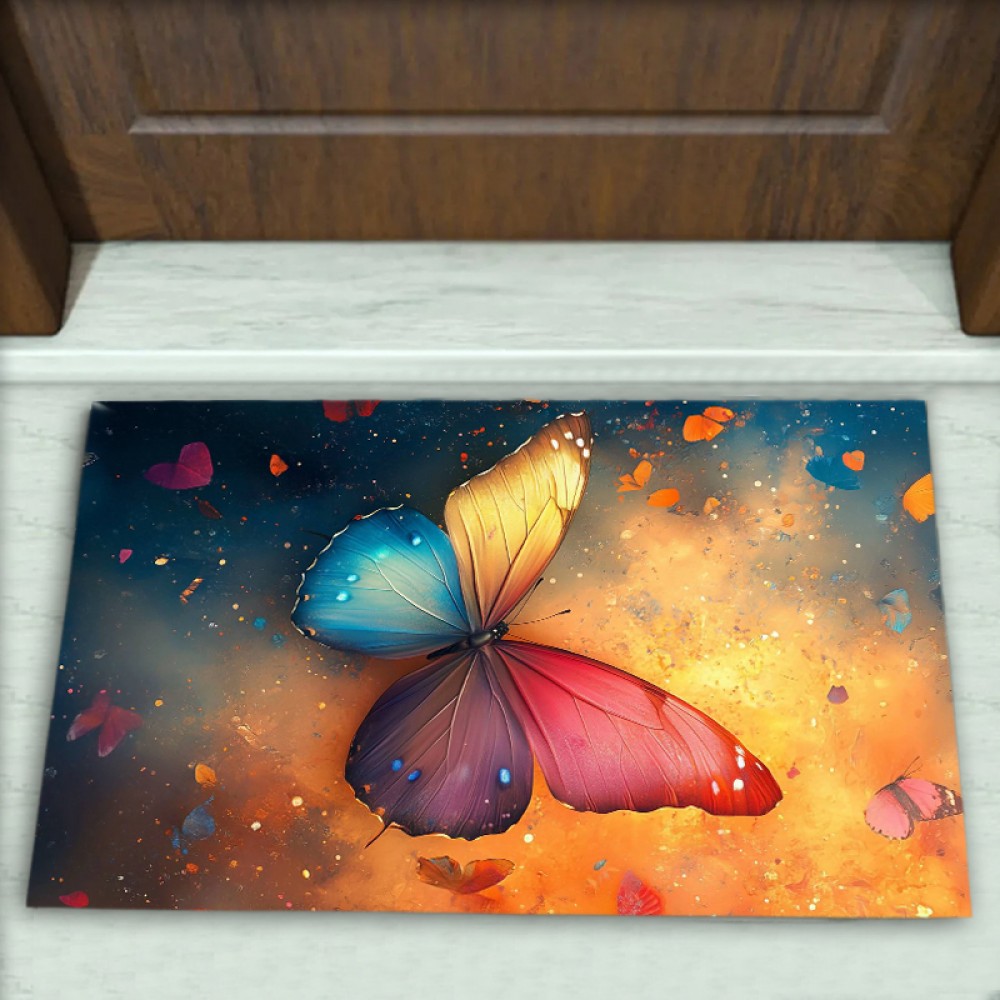 Kelebek Desenli Dekoratif Kapı Önü Paspası No: 2584