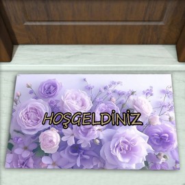 Gül Desenli Dekoratif Kapı Önü Paspası No: 2586