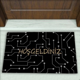 Elektronik Desenli Dekoratif Kapı Önü Paspası No: 2659