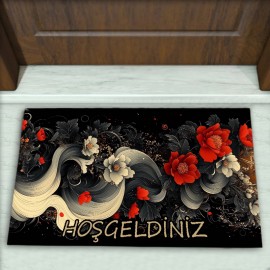Çiçek Desenli Dekoratif Kapı Önü Paspası No: 2662