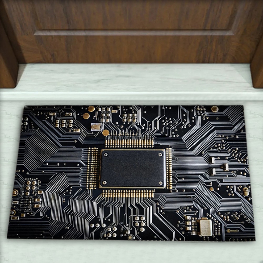 Elektronik Desenli Dekoratif Kapı Önü Paspası No: 2669