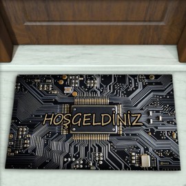 Elektronik Desenli Dekoratif Kapı Önü Paspası No: 2669
