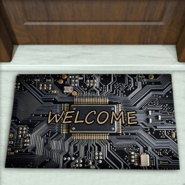 Elektronik Desenli Dekoratif Kapı Önü Paspası No: 2669