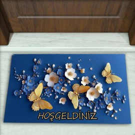 Kelebek Desenli Dekoratif Kapı Önü Paspası No: 2685