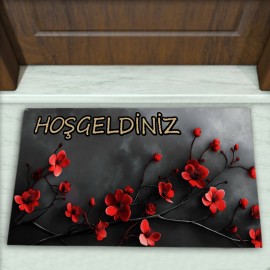 Çiçek Desenli Dekoratif Kapı Önü Paspası No: 2692