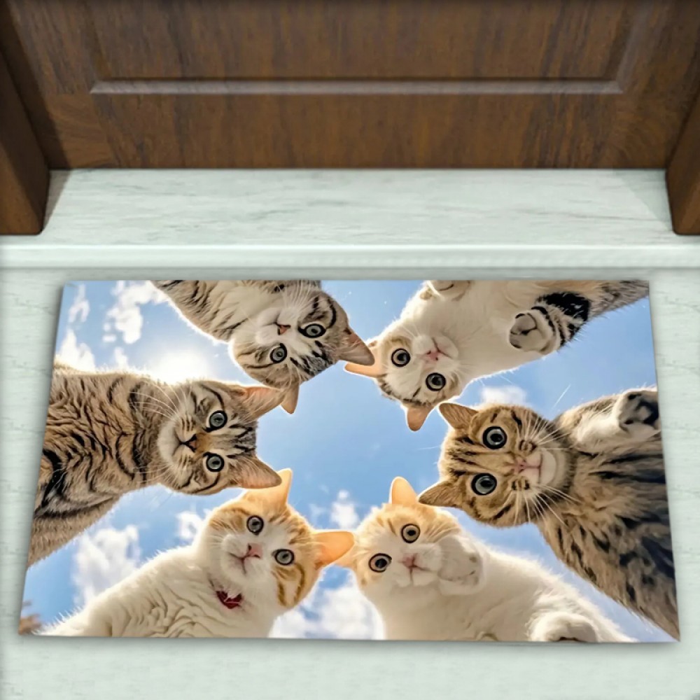 Kedi Desenli Dekoratif Kapı Önü Paspası No: 2715