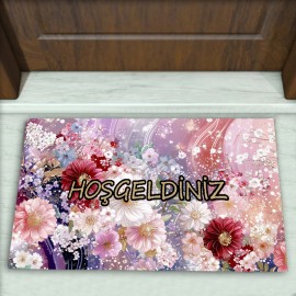 Çiçek Desenli Dekoratif Kapı Önü Paspası No: 2728