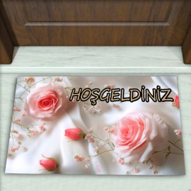 Gül Desenli Dekoratif Kapı Önü Paspası No: 2732