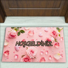 Gül Desenli Dekoratif Kapı Önü Paspası No: 2735