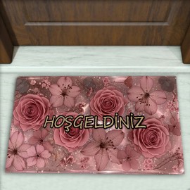 Gül Desenli Dekoratif Kapı Önü Paspası No: 2738