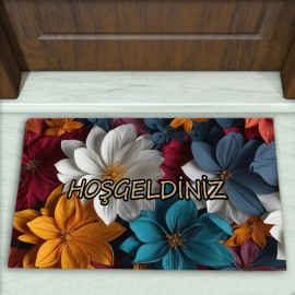 Çiçek Desenli Dekoratif Kapı Önü Paspası No: 2763