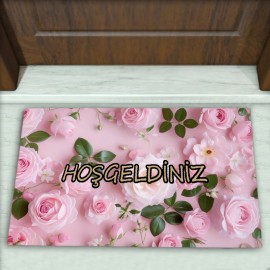 Gül Desenli Dekoratif Kapı Önü Paspası No: 2779