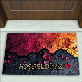 Çiçek Desenli Dekoratif Kapı Önü Paspası No: 2805