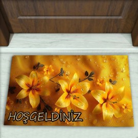 Çiçek Desenli Dekoratif Kapı Önü Paspası No: 2810