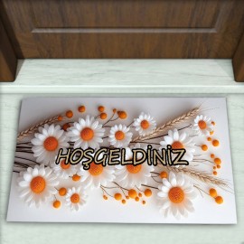 Papatya Desenli Dekoratif Kapı Önü Paspası No: 2820