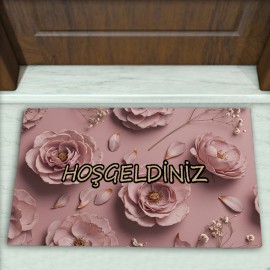 Gül Desenli Dekoratif Kapı Önü Paspası No: 2827