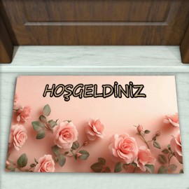 Gül Desenli Dekoratif Kapı Önü Paspası No: 2830