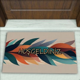 Yaprak Desenli Dekoratif Kapı Önü Paspası No: 2832
